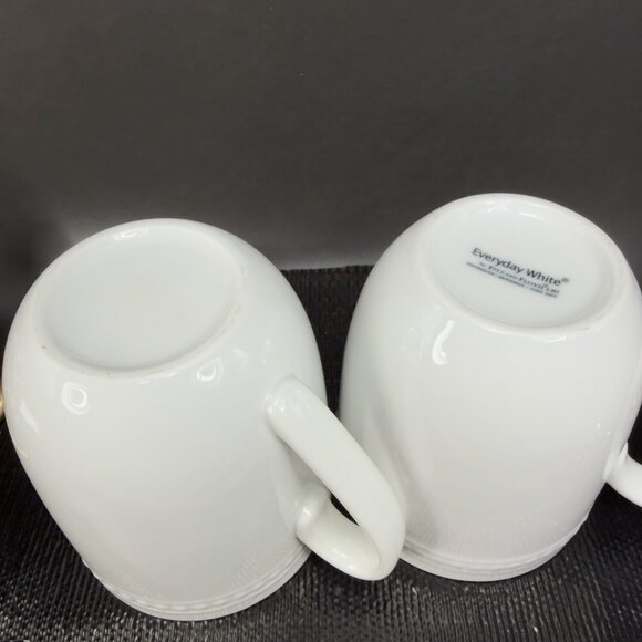 Fitz And Floyd Everyday White Ceramic Coffee Mug Cup Set 2 Mugs Cups Stoneware - Picture 5 of 12